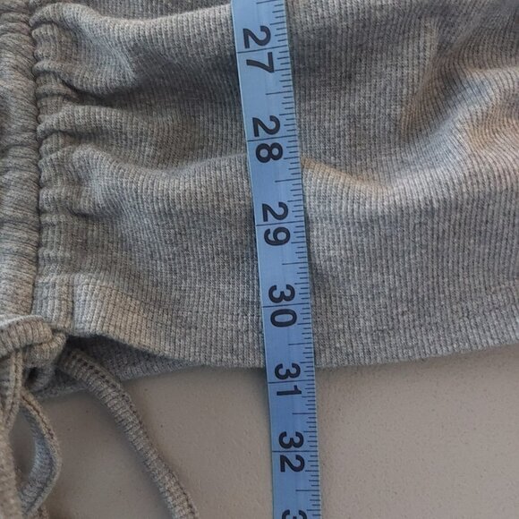 The Kript Ruched Bodycon Mini Dress Gray Large Long Sleeves Ribbed Knit NEW - Picture 9 of 10